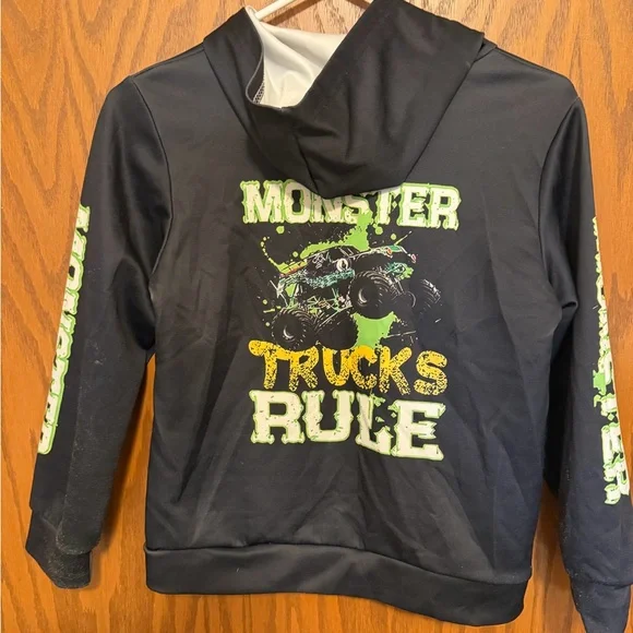 Monster Trucks Rule Kids Hoodie - Black - Picture 2 of 4